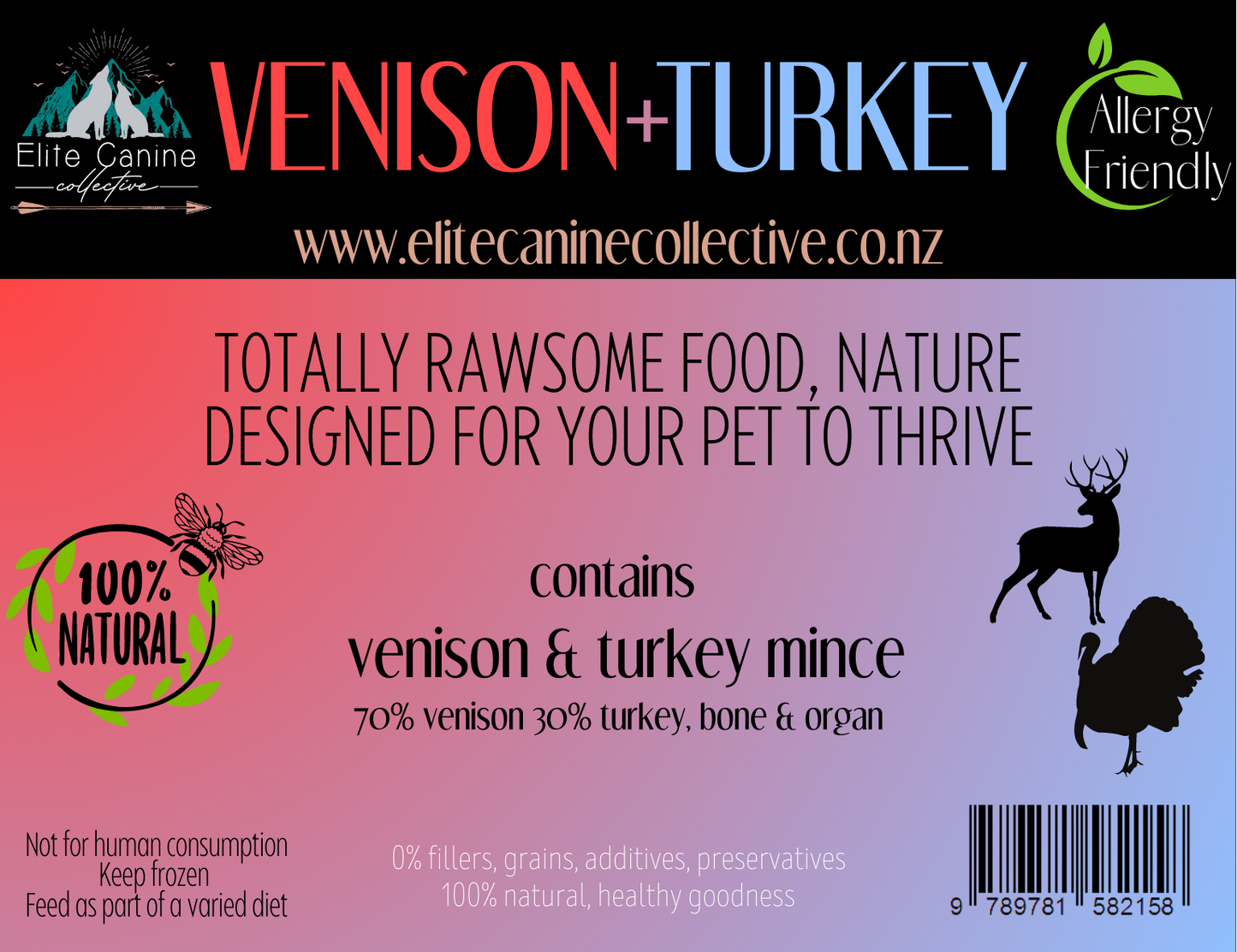 Raw Venison & Turkey Mince 1kg